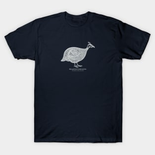 Helmeted Guineafowl with Common and Latin Names - bird design T-Shirt